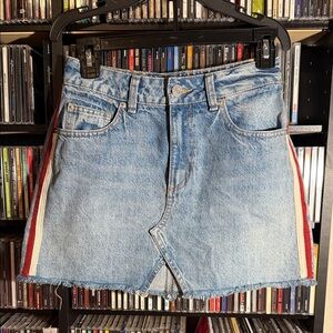 Garage Denim Mini Skirt Size S Blue Jean Skirt Side Stripe Y2K